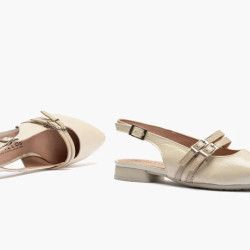 Salón destalonado Pitillos 10571 en charol crema – Elegancia sin tacón