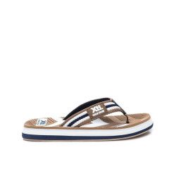 Sandalias Marrones Hombre con Tiras Azules y Blancas | Estilo y Comodidad