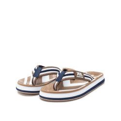 Sandalias Marrones Hombre con Tiras Azules y Blancas | Estilo y Comodidad